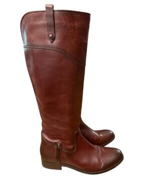 Frye Melissa Tab Knee High Riding Boot Brown Leather Women size 8